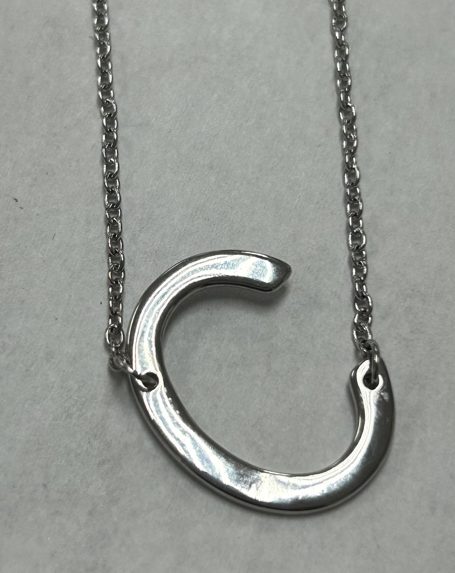 “C” Initial 925 Silver Necklace-16-18” Long
