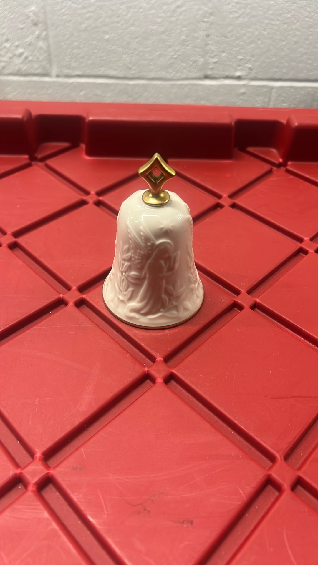 Vintage Lenox 1985 Porcelain Bell Angel Relief Gold Trim Ivory USA Collector