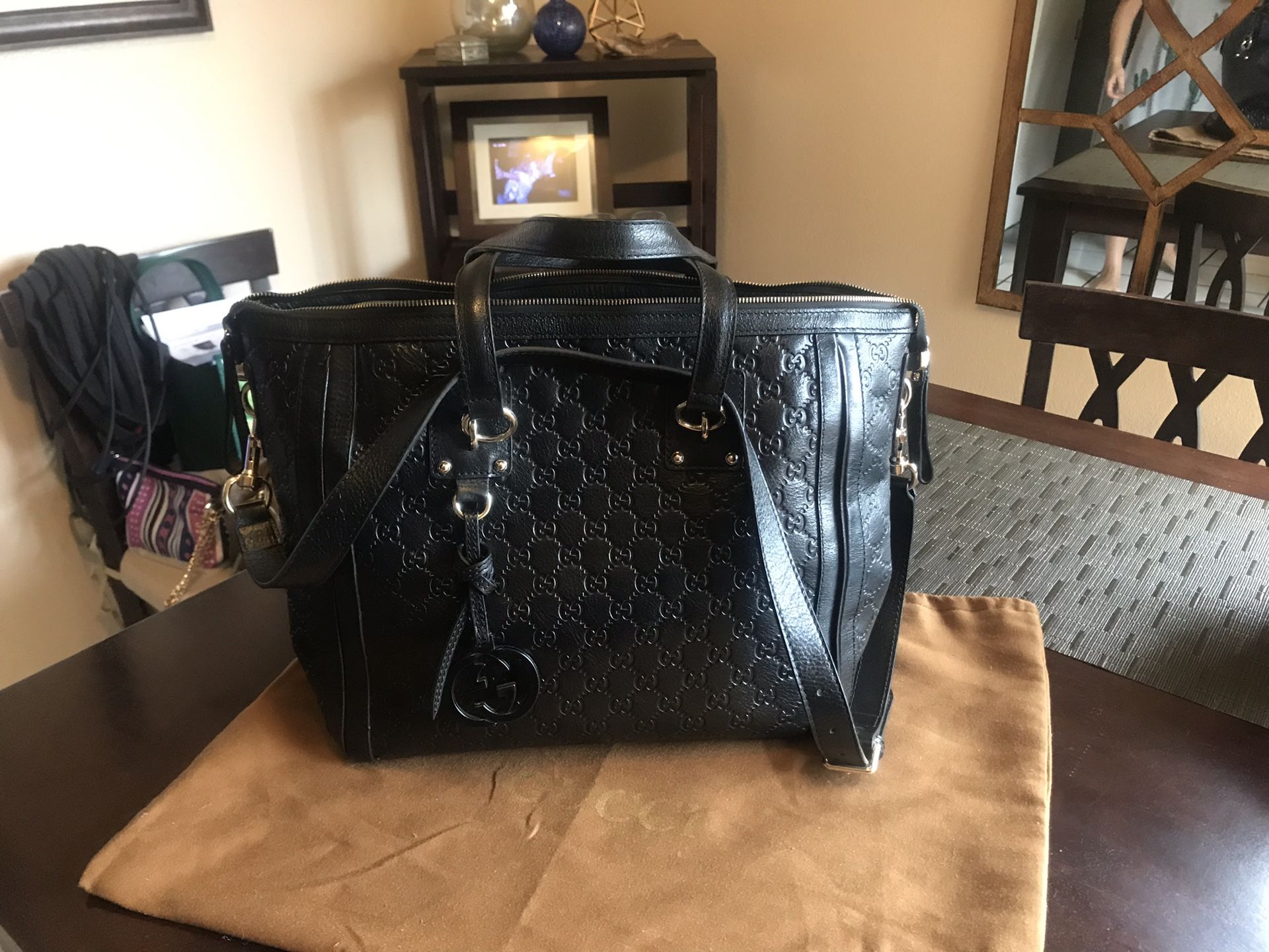 Authentic Gucci Guccissima Black Shoulder Bag