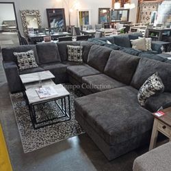 Ballinoise Smoke Color 3 Pieces Sectional Couch Same Day Delivery 