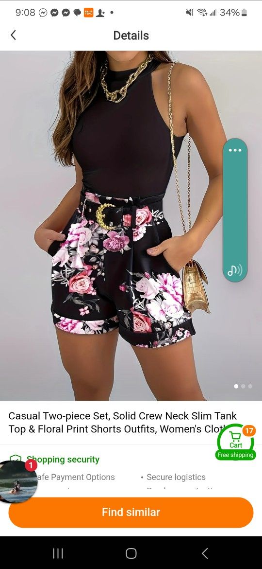 Two Piece Outfit + Belt - Size Small
