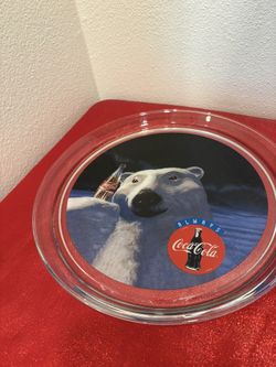 Classic Always Coca-Cola Polar Bear - Glass Tray - collectors Vintage - Simi Valley 