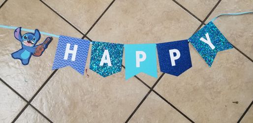 Stitch theme birthday banner