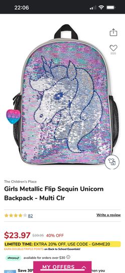 Girls Metallic Flip Sequin Unicorn Lunch Box