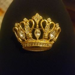 Vintage Crown Brooch - Kenneth J Lane for Avon - KJL Rhinestone Brooch

