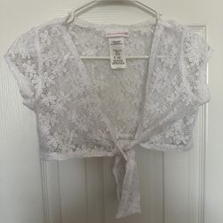 Girls Bonnie Jean White Cardigan Size 12 