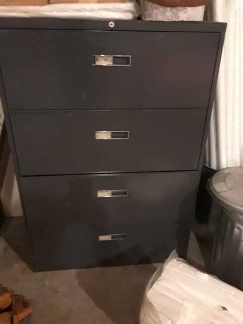 2 Grey Metal Storage Drawers