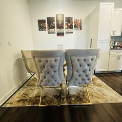 6 dining chairs khaki color