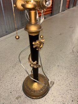 Vintage Stiffel Dragon Lamp w/ Leather Shade