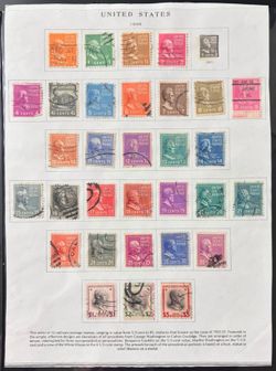 1938 Presidential Series (Prexies) 32 definitive stamp set, US Honors Deceased Presidents prior 1938