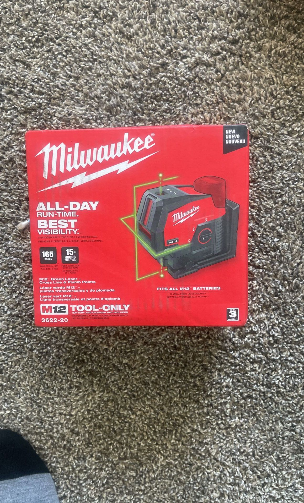 Millwaukee Laser M12 Cross Line And Plumb Points 125ft
