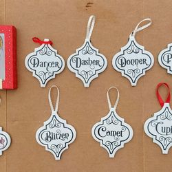 Holiday Reindeer Ornaments, 3 Stockings & Decorations  - All for $25

INCLUDES ALL THE REINDEER NAMES, 2 ROLLS NEW WRAPPING PAPER, NEW ANNIVERSARY ORN