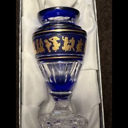 Val Saint Lambert Jupiter DDF Bleu Cobalt 100mm Belgium Crystal