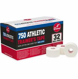 Cramer Team Color Athletic Tape, White, Latex-Free, 1.5" x 15yds, 32 Roll Bulk Case, Tearable Sports Tape for Wrists, Ankles, Baseball, Training, Stro