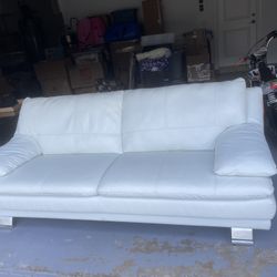 FREE PICKUP White Leather Sofa