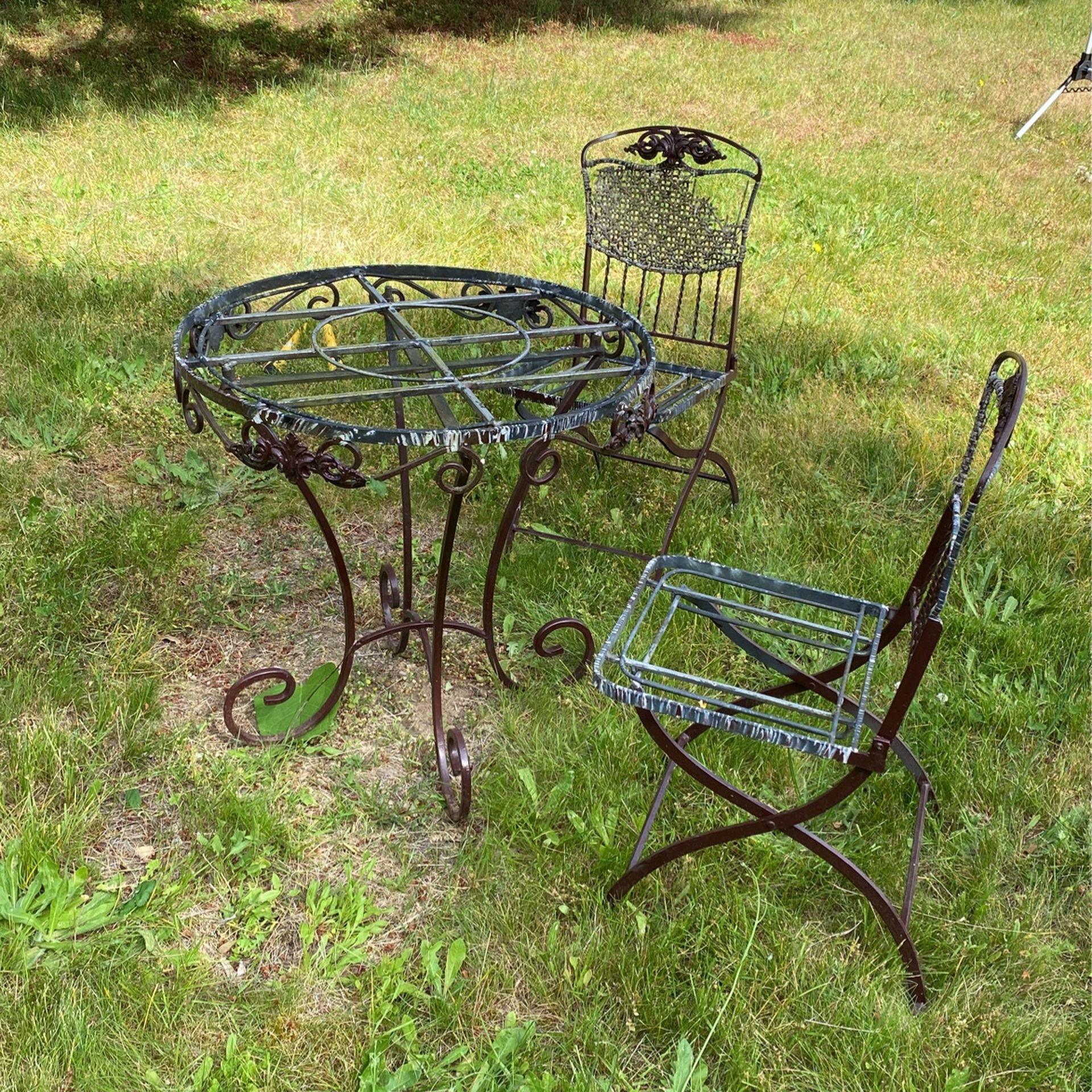 Vintage Wrought Iron Bistro Table And Chairs