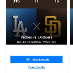 Padres Dodgers 7/30 - Tonight!!