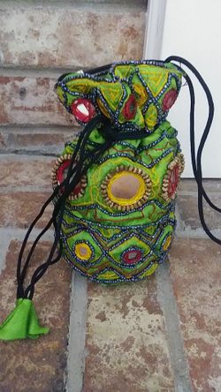 SMALL BEADED POUCH BOHO BAG