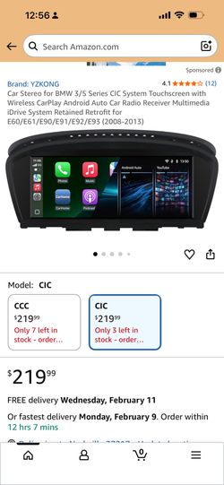 YZKONG Car Stereo for BMW 3/5 Series CIC System Touchscreen with Wireless CarPlay Android Auto Car Radio Receiver Multimedia iDrive System Retained Re