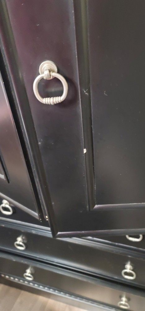 Black TV Armoire W 3 Drawers