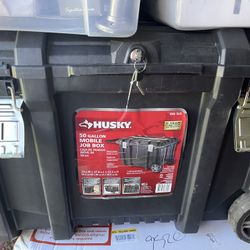 Husky 37 in. Rolling Tool Box Utility Cart Black 50 Gallon