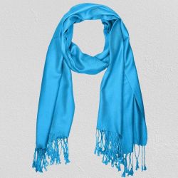 Pashmina Women's Soft Blue Solid Color Shawl Silky Wrap Fringe Scarf, Sz 28,5x70