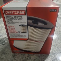 Craftsman 9-17816 General Purpose Red Stripe Vacuum Cartridge Filter, 8.5 Inches - White/Red