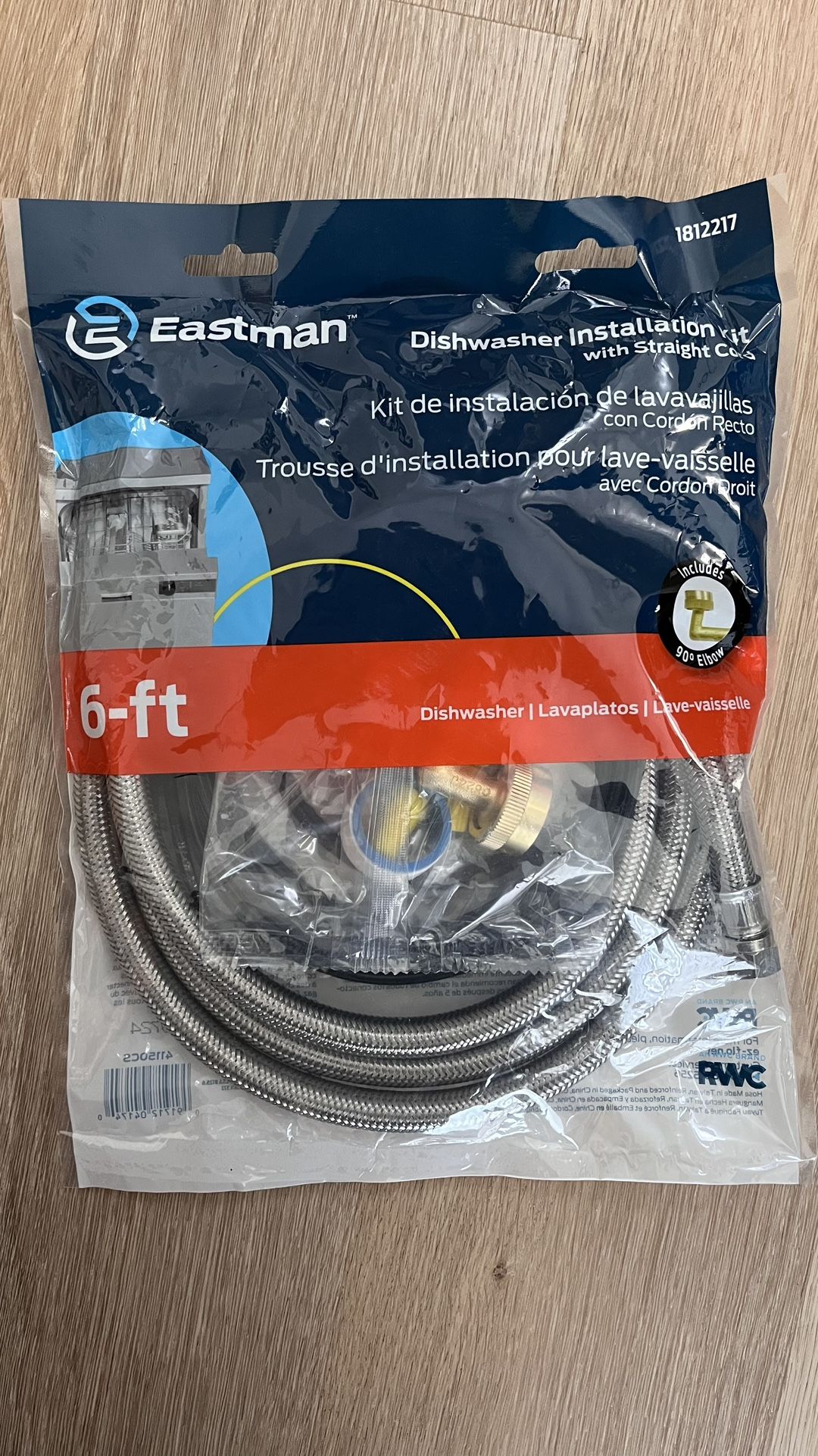 Brand New - Eastman Dishwasher Installation Kit with Stright Cord/6-ft includes 90 Elbow #1812217