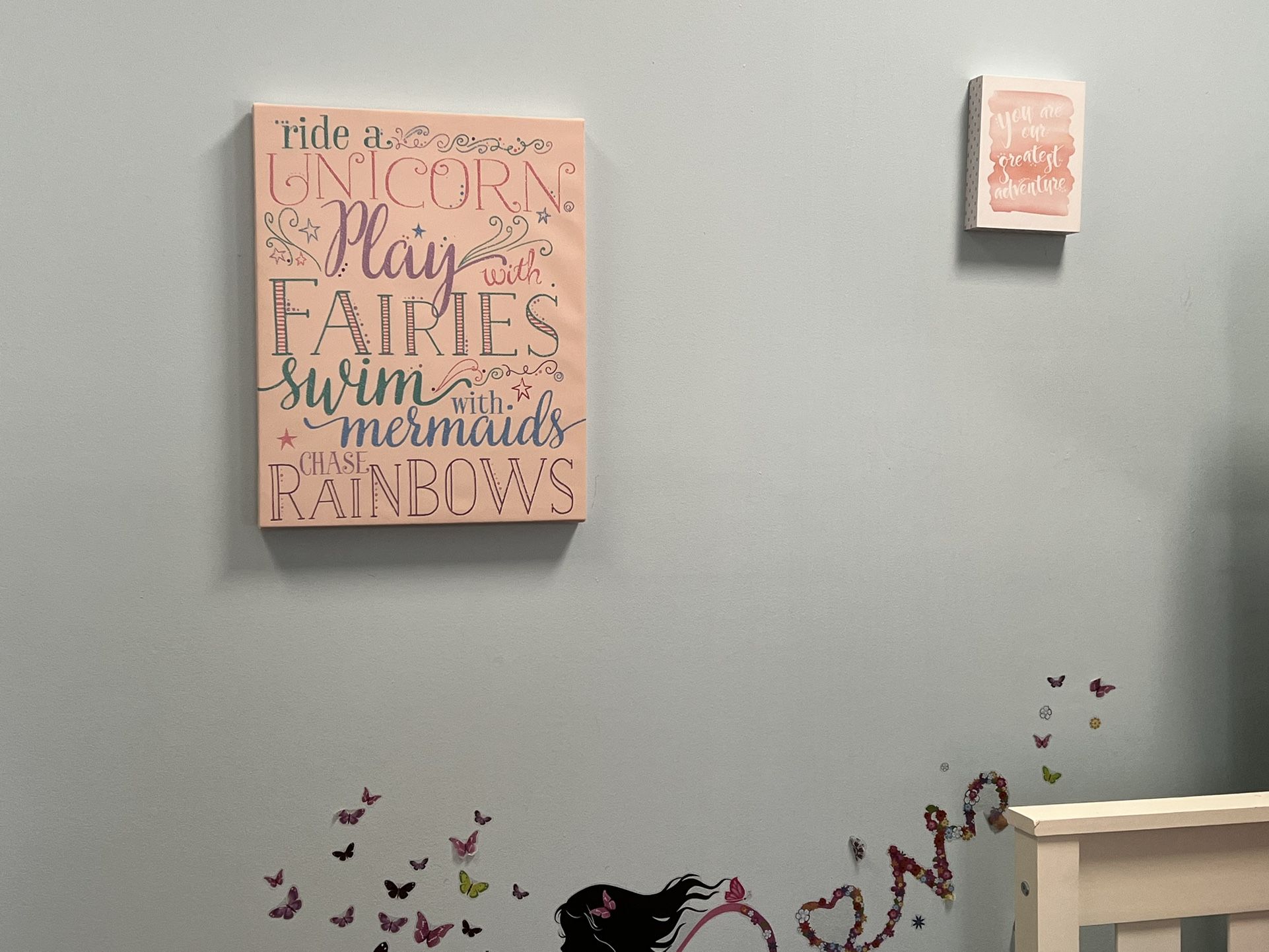 Girls Large Canvas Art- Pink, Unicorn/fantasy