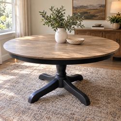 60” Solid Wood Round Pedestal Dining Table