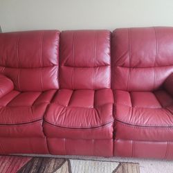 Red Recliners Sofa Love Seat, Reclines Back And Feet