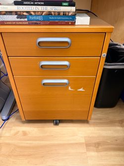3-Drawer Rolling Wood File Cabinet