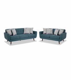 Bob’s Bettie Teal Loveseat and Sofa