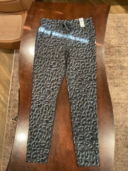 Dark Army Green with Black/Grey Leopard Print Jogger Pants with Tags Womens Large