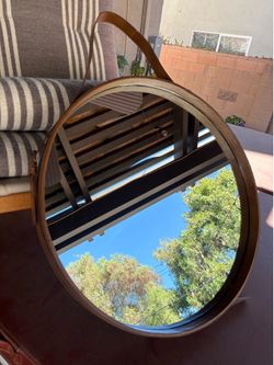 Round Leather Mirror