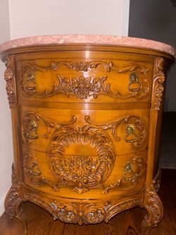 Vintage French Pink Marble Top Dresser