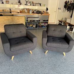 Newbury Upholstered Armchairs in dark gray