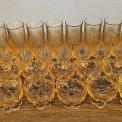 30pc Amber Vintage Glassware - Retro Textured Barware