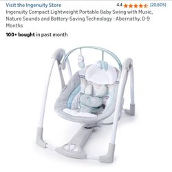 Ingenuity Portable Baby Swing – Lightweight, Music & Nature Sounds (Great Condition!)
