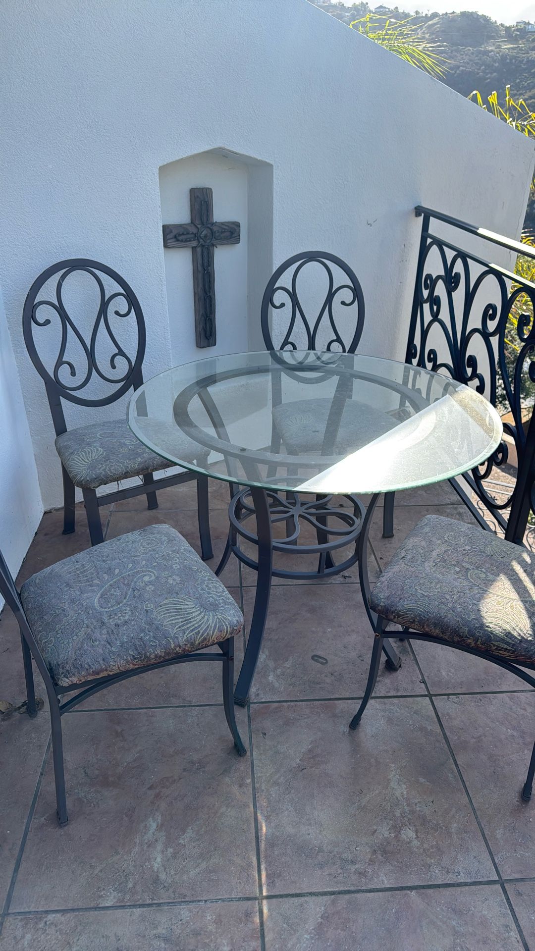 4 Chair Glass Breakfast Table