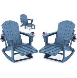 ❤️‍🔥 C） Adirondack Rocking Chair Set of 2 with Ottoman