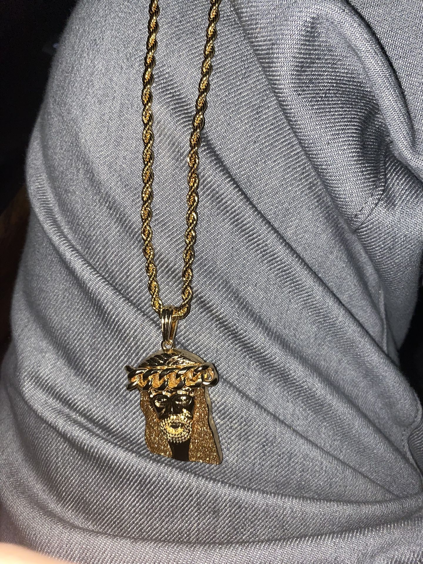 High Quality Gold Plated 24 Inch Rope Chain With Pendants 