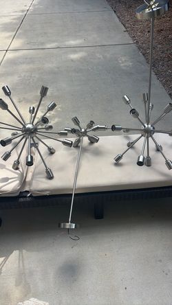 3 matching Sputnik style chandeliers