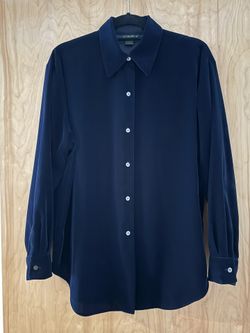 Vintage J Crew 90s Navy Velvet Blouse Women’s Medium