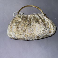 Vintage Kate Landry  Small Evening Bag/clutch  With Metal Gold Design Closure