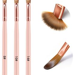 3pcs Nylon Acrylic Nail Brushes, Size 8/10/14, Professional for Powder Application, Nail Extension, Carving