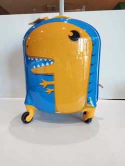 Rockland My First Luggage Kids Dinosaur T-Rex Rolling Carry On Suitcase Blue