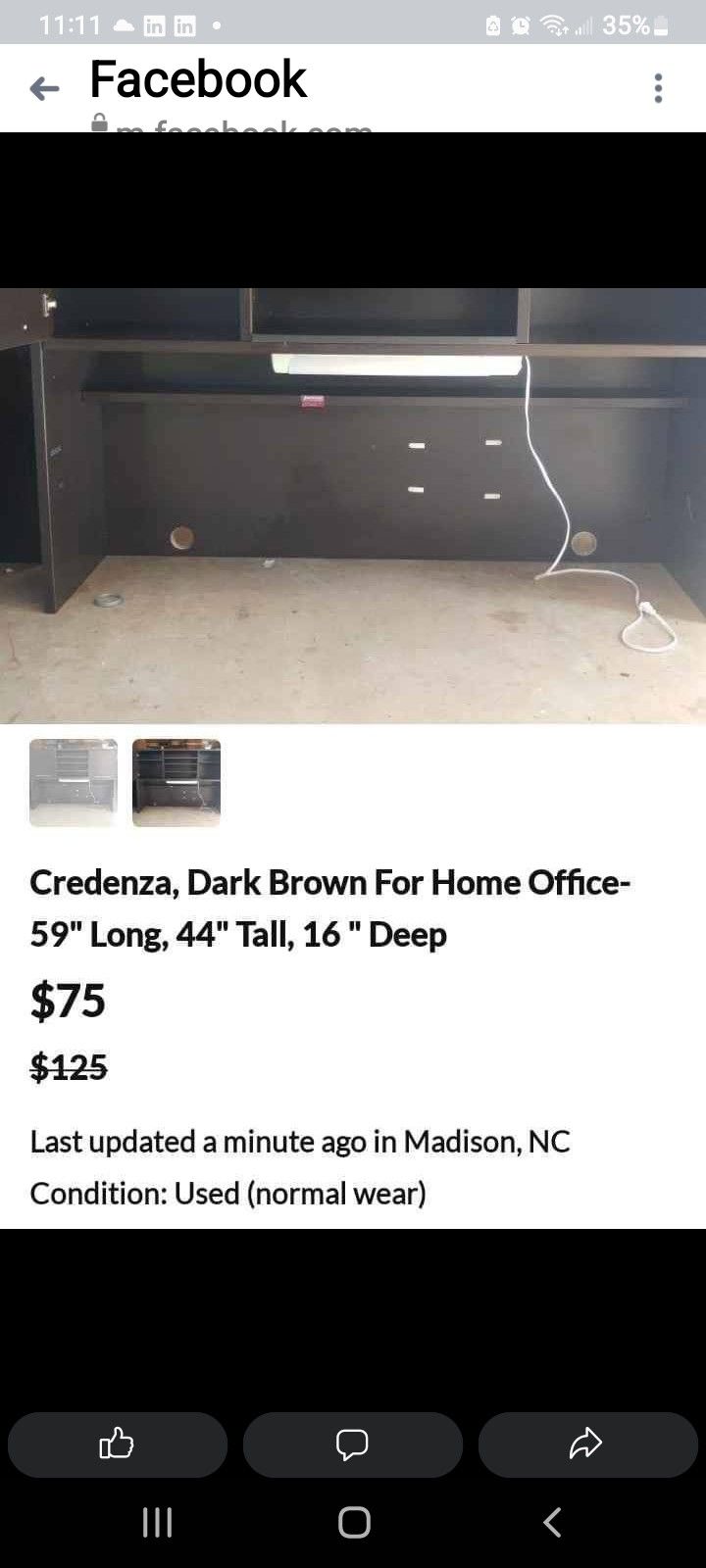 Desk Cradenza Measurements In Pic FREE