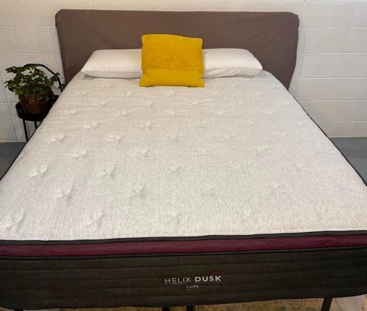 Helix Dusk Luxe Queen Mattress with upgraded GlacioTex Cooling Cover and Cool Force Layer plus ErgoAlign layer