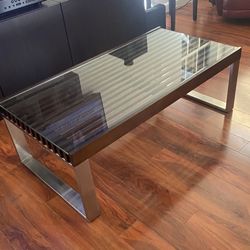 Wood & Chrome Rectangular Coffee Table